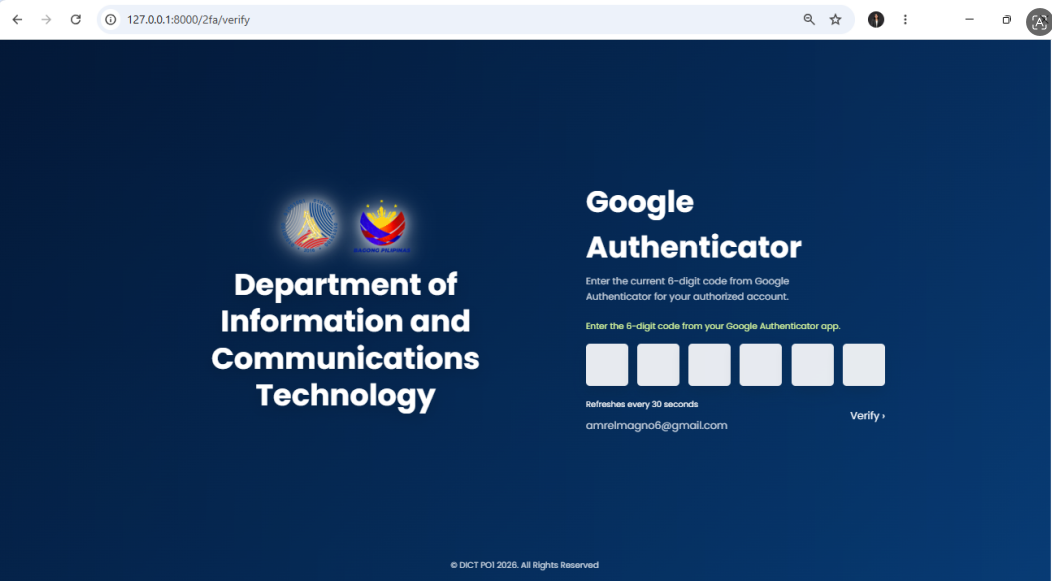 Project 1 system OTP screen