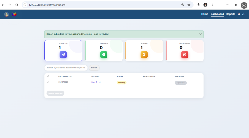 Project 1 system dashboard